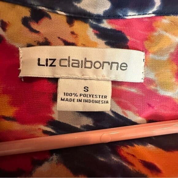 Liz Claiborne Watercolor Floral Abstract Long Sleeve Blouse Size Small - Picture 14 of 14